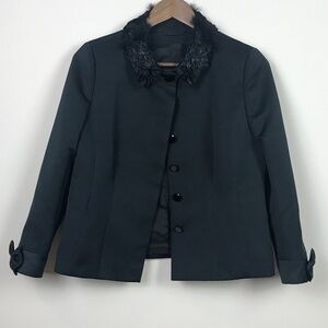 Vintage Black Jacket Fancy Collar Bow Sleeve